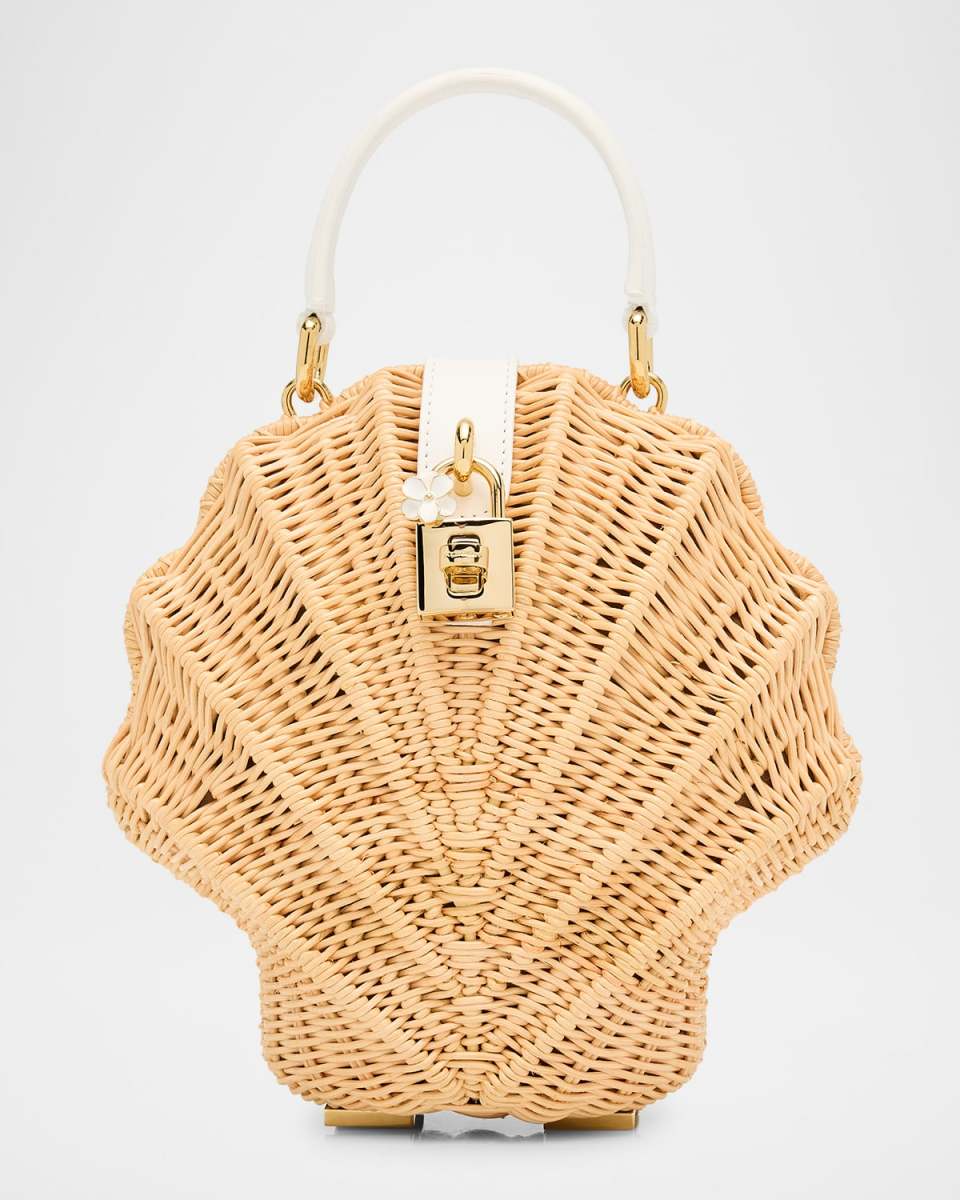 Raffia Seashell Top-Handle Bag